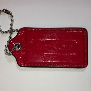 Coach 3 inch Red Patent Leather Hang Tag with Silver Hardware